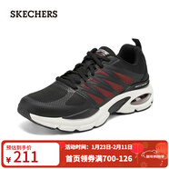 斯凱奇（Skechers）男子綁帶運動(dòng)休閑鞋百搭時(shí)尚休閑鞋232657 黑色/紅色/BKRD 39