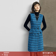顏域小香風(fēng)背心裙女裝2023新款冬季收腰顯瘦馬甲裙時(shí)尚無(wú)袖連衣裙 藍色 S 36