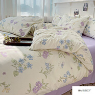 2025新款水洗雙層紗綁帶款系列四件套柔軟舒適床單床笠宿舍三件套 田園花語(yǔ) 床單款 2.0m四件套【被套200*230cm】