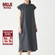 MUJI MUJI 女式 棉混彈力 法國袖連衣裙 BCL14A0S 炭灰色 L