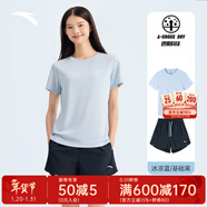 安踏速干運動(dòng)套裝羽毛球瑜伽服女士夏季透氣短褲短袖T恤跑步跳操衣服 【防走光套裝】冰涼藍7205-4 M/165
