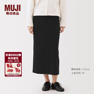 MUJI女式 米蘭諾羅紋編織裙子 長(cháng)半身裙女款25年冬季女裝BA1QNA5A 黑色 XL (165/74A)