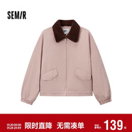 森馬（Semir）外套女oversize插肩袖仿羊羔毛毛領(lǐng)冬季2024夾棉夾克109724108016