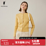 POLOWALK紅色麻花針織開(kāi)衫女秋冬新款保羅女裝新年本命年毛衣開(kāi)衫外套上衣 黃色2 S (155)