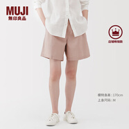 MUJI女式 水洗 平紋 短褲 休閑 褲子女款夏季款女裝中褲 外穿 淺粉紅色 S (155/62A)