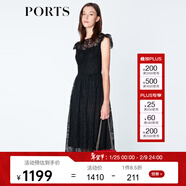 PORTS寶姿商場(chǎng)同款連衣裙 新品女裝優(yōu)雅蕾絲拼接修身連衣裙 黑色 S (4)