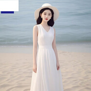 羅蒙天絲雪紡連衣裙女今年流行夏季多巴胺穿搭獨特漂亮高級感白色無(wú)袖 白色馬甲雪紡連衣裙 M 推薦90-100斤