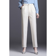 黛姿茹休閑褲女春季女裝2026新款高腰工裝褲子女大碼職業(yè)西褲小腳煙管褲 杏色-長(cháng)褲(春秋款) M (27) 推薦95-105斤