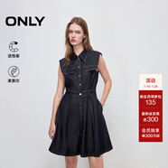 ONLY2025夏季新款通勤風(fēng)收腰墊肩無(wú)袖短裙牛仔連衣裙女|125242004 J37 1000洗水藍牛仔 XL