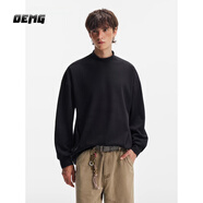 OEMG 雙面絨半高領(lǐng)徳絨長(cháng)袖t恤男士秋冬季內搭保暖上衣打底衫休閑體恤 黑色 【高品質(zhì)】 XL [建議110-130斤]