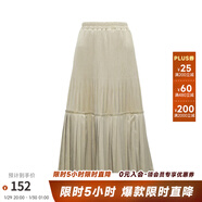 兩三事絲絨半身裙春季女黑色百褶裙裙子復古半裙長(cháng)裙 開(kāi)心自轉體 奶杏色 厚款 S