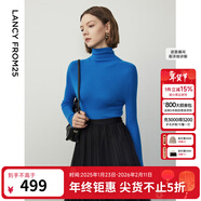 朗姿騏驥紅【羊毛Basic衣櫥】純羊毛毛針織衫冬季新款修身長(cháng)袖毛衣 艦隊藍色2 XL