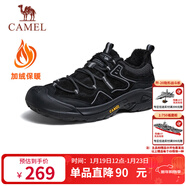 駱駝（CAMEL）踏山男士戶(hù)外登山復古皮面加絨休閑徒步鞋 G14A342696R 夜黑色 44
