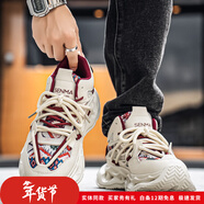 森馬（senma）情侶款男女同款老爹鞋戶(hù)外運動(dòng)鞋2026春款百搭休閑鞋厚底增高女鞋 米紅色 36