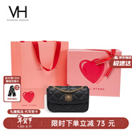 VANESSA HOGAN VH女包茵然軟包輕奢菱格鏈條斜挎腋下包單肩包情人節禮物送女友 黑色+怦然心動(dòng)禮盒