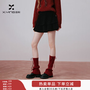 香影絲絨黑色蛋糕短裙女2026春裝新款高腰a字蓬蓬百搭新年半身裙 黑色 半身裙 M 160/64A/95-110斤