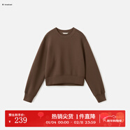 播休閑圓領(lǐng)純色衛衣女款寬松短款長(cháng)袖T恤DDS3YD5055 3O20栗殼 L