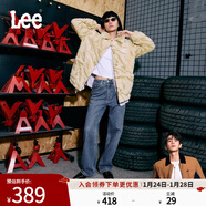 Lee【張凌赫代言】中藍色水洗428懶懶褲高腰女顯瘦寬腿牛仔褲潮流 中藍色 30