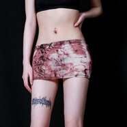 性感亮絲網(wǎng)紗超短裙辣妹網(wǎng)紅擦邊透視半身裙女戶(hù)外迷你露出包臀裙 紅杏 均碼 【90-150斤】