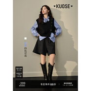 闊色（kuose）法式藍色條紋長(cháng)袖襯衫女早秋季新款學(xué)院風(fēng)穿搭襯衣上衣冬 條紋襯衫7016 L