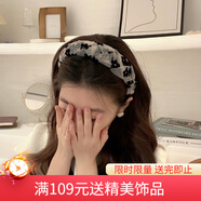 向晚發(fā)箍植絨小花朵頭箍交叉網(wǎng)紗發(fā)箍女高級感外出頭飾壓碎發(fā)新年禮物