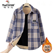 啄木鳥(niǎo)（TUCANO）加絨加厚襯衫女加絨加厚格子襯衫女秋冬保暖加厚棉磨毛棉厚襯衣 【加絨加厚】藍格 L 【建議80-95斤】