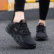 361°女鞋運動(dòng)鞋女春季款361度女士網(wǎng)面透氣學(xué)生休閑百搭旅游跑步鞋子R 曜石黑/玫瑰金2261 40
