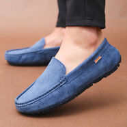 南極人真皮男鞋透氣2025新款夏季軟面豆豆鞋黑色一腳蹬商務(wù)休閑皮鞋 藍色 38 38現貨速發(fā)