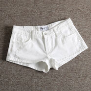 秒變超模腿歐美覆古水洗磨破性感低腰顯腿長(cháng)迷你牛仔短褲女熱褲 白色NZ247 XS XS