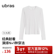 ubras【劉雯同款】含天絲羊毛小高領(lǐng)肌底秋衣女保暖舒適打底衣 圓領(lǐng)-本白色 M