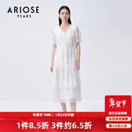 艾諾絲雅詩(shī)商場(chǎng)同款夏季新品時(shí)尚高腰鏤空設計高腰連衣裙20519041 白色 2XL