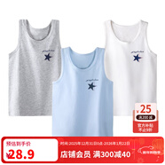 英博倫男童背心純棉春秋薄款兒童內穿打底上衣中大男童寶寶小男孩小背心 25207白+淺蘭+麻灰 150cm