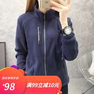 悍獸 戶(hù)外搖粒絨外套女抓絨衣秋冬加絨保暖立領(lǐng)鎖溫情侶款雙面絨休閑登山拉鏈開(kāi)衫外套 669深藍色-女款 XL