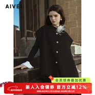 AIVEI欣賀艾薇2024秋簡(jiǎn)約老錢(qián)風(fēng)雙面呢100%綿羊毛呢外套R756901A 黑色 L