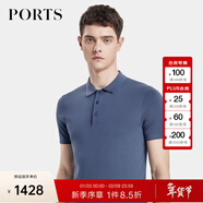 PORTS寶姿男裝秋款修身舒適百搭短袖毛衫MD9K105QZF060 STEEL BLUE S