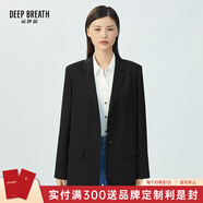 深呼吸DEEP BREATH女裝輕薄抗皺復古通勤西裝西服外套女A400692 黑 XL (5)