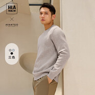 HLA海瀾之家輕商務(wù)經(jīng)典系列長(cháng)袖針織衫男圓領(lǐng)毛衣男春秋