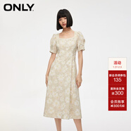 ONLY夏季氣質(zhì)復古方領(lǐng)泡泡袖中長(cháng)款連衣裙女|124207007 HH5 米亞紋樣沙色 XS 155/76A