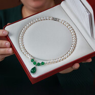 霧易德送媽媽珍珠項鏈淡水款長(cháng)輩瑪瑙吊墜母節禮物盒女頸鏈生日禮物 紅色特惠飽滿(mǎn)款合金配件 10-11mm50cm