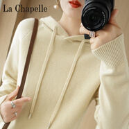 拉夏貝爾（La Chapelle）秋冬連帽套頭長(cháng)袖毛衣女寬松休閑加厚打底針織衫保暖衛衣帽衫 純100自動(dòng)發(fā)熱米色 純100自動(dòng)發(fā)熱XL