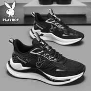 花花公子（PLAYBOY）2026新款慢跑鞋耐磨防滑減震防水休閑運動(dòng)跑步鞋 黑色 44
