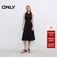 ONLY2025秋季新款露腰翻領(lǐng)無(wú)袖修身中長(cháng)裙牛仔連衣裙女|125142027 J19 黑牛仔 XS