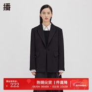 播西裝外套女韓版氣質(zhì)短款翻領(lǐng)西服上衣DDQ4XD5224 K40黑色 M