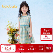 巴拉巴拉童裝女童裙子2024夏裝兒童連衣裙無(wú)袖格紋法式田園風(fēng)208224111014