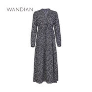 婉甸2024秋季都市摩登黑白碎花長(cháng)袖連衣裙連身1233N07DM3 花色 XS XS