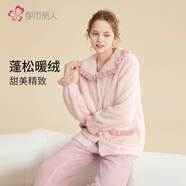 都市麗人內衣加絨加厚睡衣女套裝法蘭絨寬松長(cháng)袖家居服2H3116