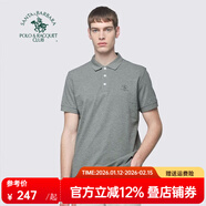 圣大保羅男裝2026夏季純棉商務(wù)休閑男裝上衣合身翻領(lǐng)polo體恤衫短袖t恤男 淺灰色Y5 2XL (54)  180/96B