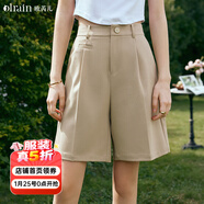Olrain【5折】卡其色休閑褲女夏季新款通勤百搭短褲 卡其色 XL