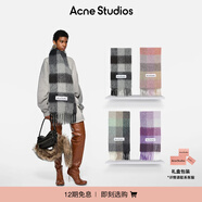 Acne Studios【12期免息】男女同款格紋流蘇彩虹Vally圍巾羊毛披肩 深黑色/灰色/深灰色 均碼