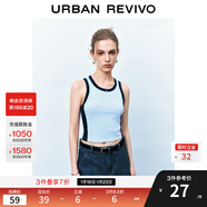 UR2025夏季新款女裝時(shí)尚休閑撞色拼接修身圓領(lǐng)背心UYY450125 中灰藍 S